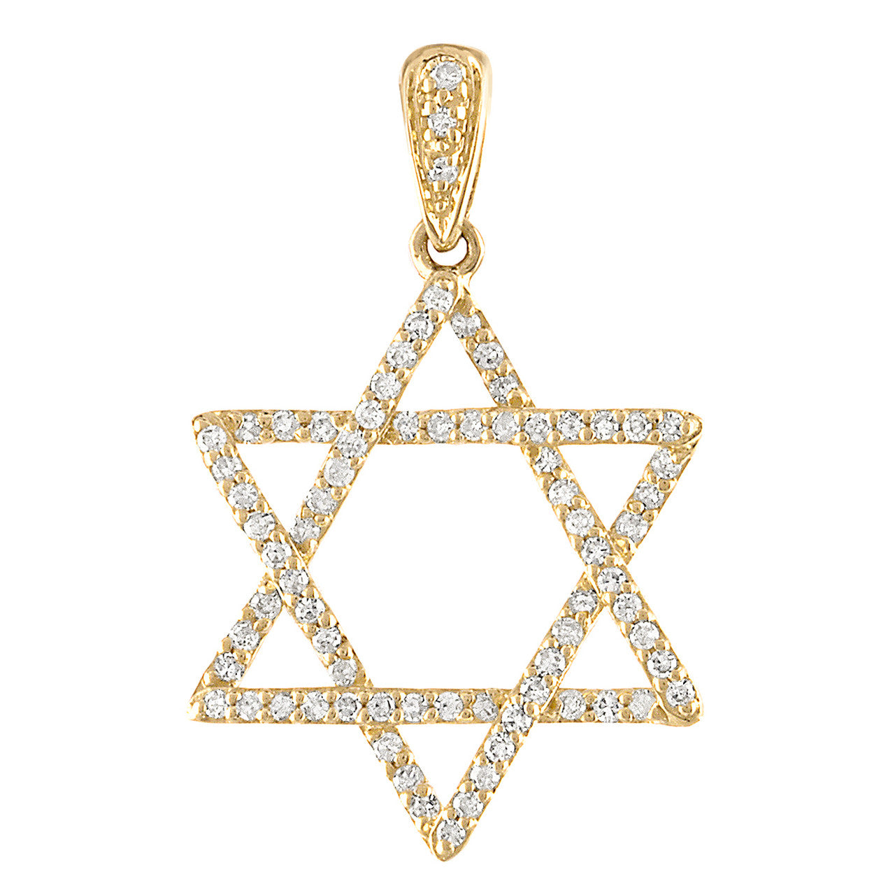 Jewish Star with Diamonds 14K Gold Charm